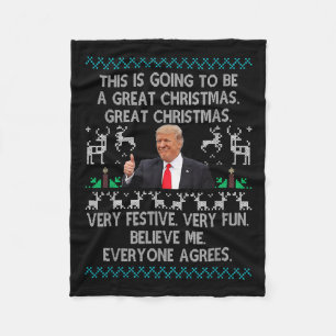 Funny Donald Trump Merry Christmas Xmas Pyjamas Fleece Blanket
