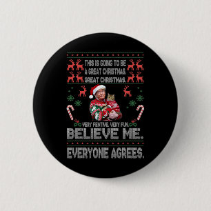 Funny Donald Trump Merry Christmas Xmas Pyjamas Ho 6 Cm Round Badge
