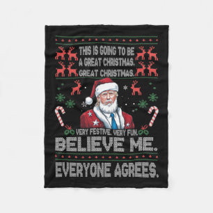 Funny Donald Trump Merry Christmas Xmas Pyjamas Ho Fleece Blanket