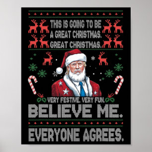 Funny Donald Trump Merry Christmas Xmas Pyjamas Ho Poster