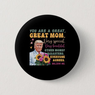 Funny Donald Trump Mothers Day Hold Flower Funny Q 6 Cm Round Badge