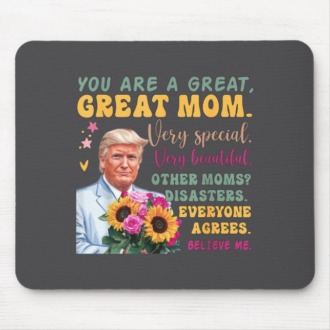 Funny Donald Trump Mothers Day Hold Flower Funny Q Mouse Mat (Front)