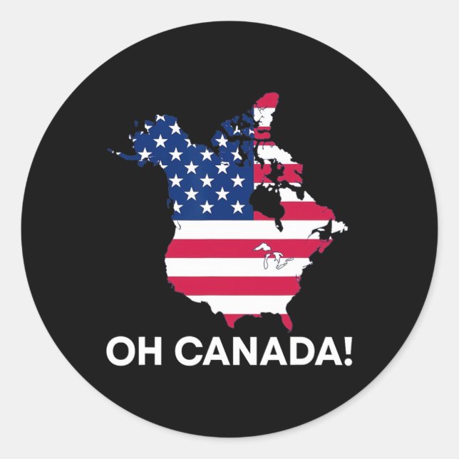 Funny Donald Trump Oh Canada 51st State Usa Americ Classic Round Sticker (Front)