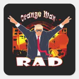 Funny Donald Trump Orange Man Rad Cool Trump 2024 Square Sticker