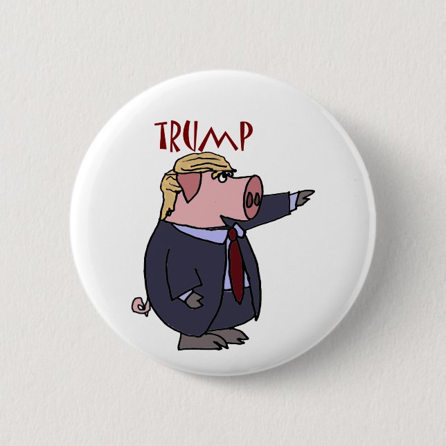 Funny Donald Trump Pig Political Cartoon 6 Cm Round Badge (Front)