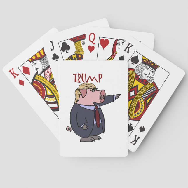 Funny Donald Trump Pig Political Cartoon Playing Cards (Back)