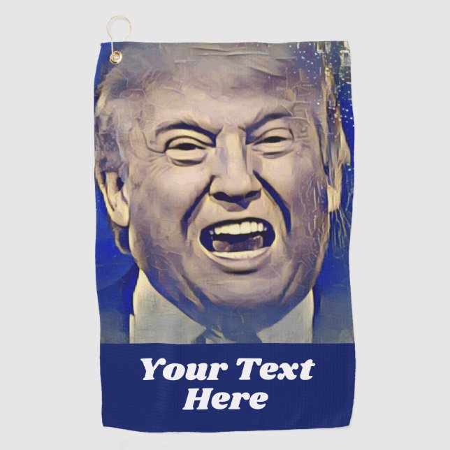 Funny Donald Trump Political Blue Custom Golf Towel (Front)