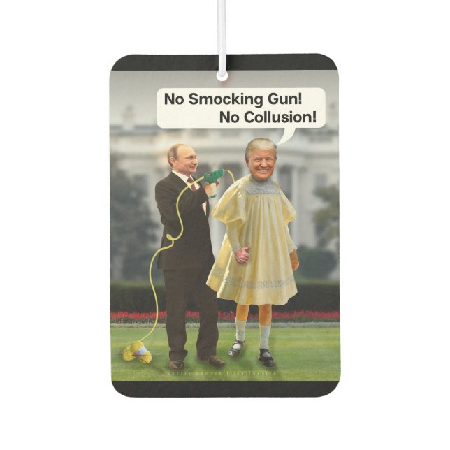 Funny Donald Trump Putin Smocking Gun Joke Car Air Freshener (Front)