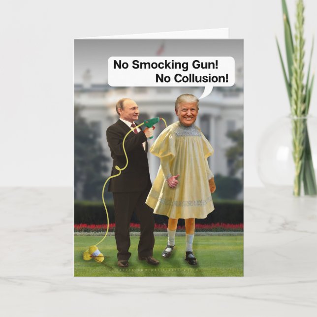 Funny Donald Trump Putin Smocking Gun Joke Card (Front)