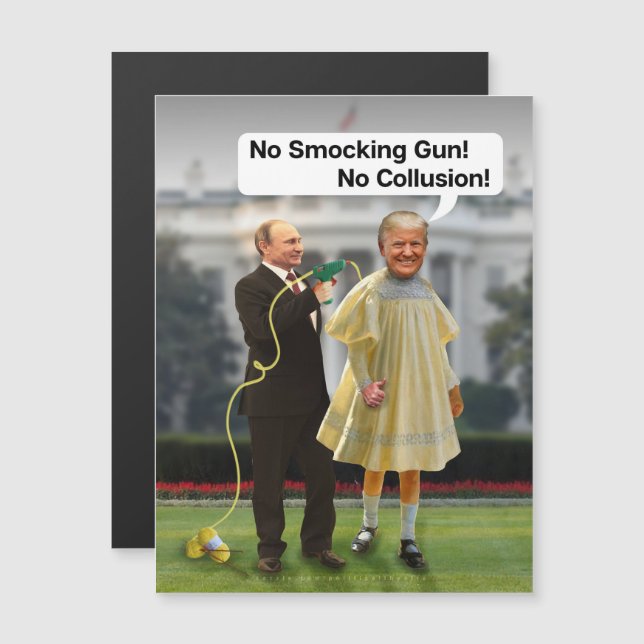 Funny Donald Trump Putin Smocking Gun Joke Magnetic Invitation (Front/Back)