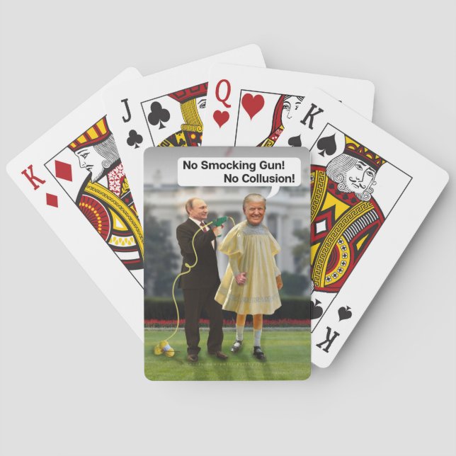 Funny Donald Trump Putin Smocking Gun Joke Playing Cards (Back)