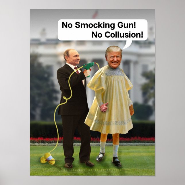 Funny Donald Trump Putin Smocking Gun Joke Poster (Front)