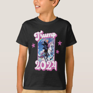 Funny Donald Trump Riding An Unicorn. Pink Trump 2 T-Shirt