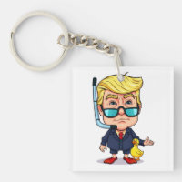 Funny Donald Trump Snorkel Cartoon with Rubber Duc