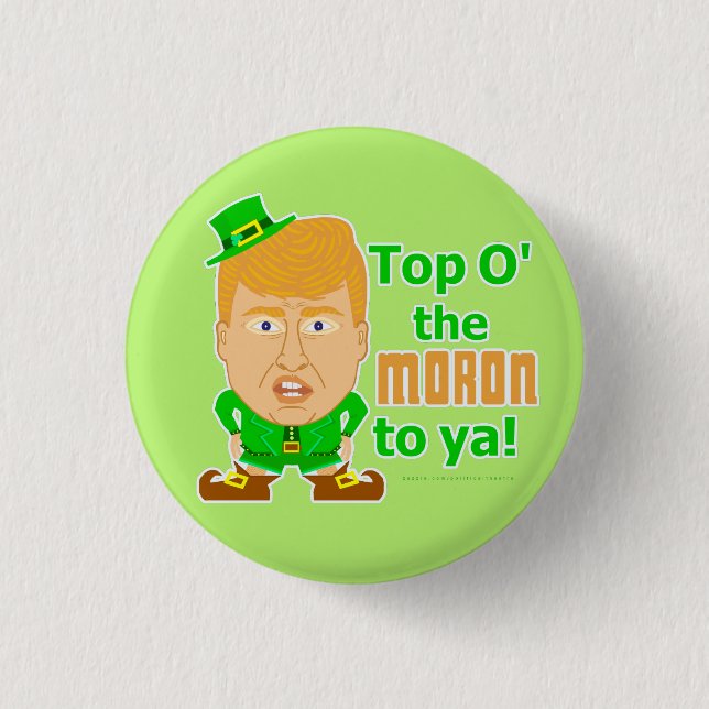 Funny Donald Trump St Patricks Day Leprechaun 3 Cm Round Badge (Front)