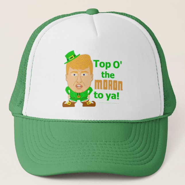 Funny Donald Trump St Patricks Day Leprechaun Trucker Hat (Front)