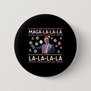 Funny Donald Trump Ugly Christmas Sweater. La La L 6 Cm Round Badge