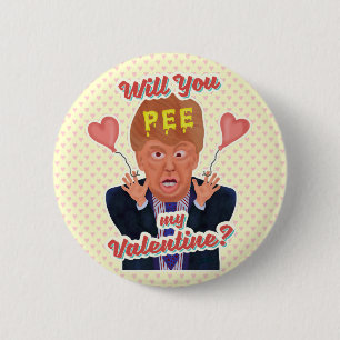 Funny Donald Trump Valentine's Day Pee Tape Joke 6 Cm Round Badge