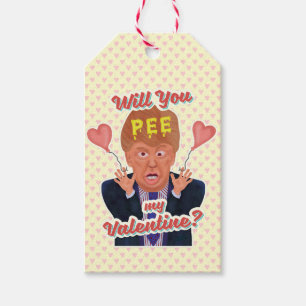 Funny Donald Trump Valentine's Day Pee Tape Joke Gift Tags