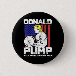 Funny Donald Trump Weight Lifting Workout Gym 6 Cm Round Badge
