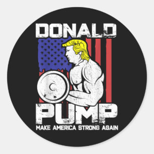 Funny Donald Trump Weight Lifting Workout Gym Classic Round Sticker