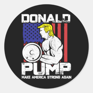 Funny Donald Trump Weight Lifting Workout Gym Classic Round Sticker