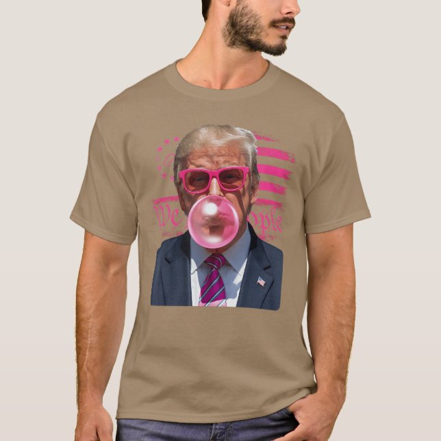 Funny Donaldrump Bubble Gum Pink 4th of July Ameri T-Shirt (Front)