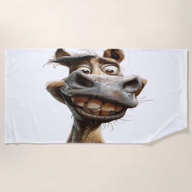 funny donkey art design beach towel (Front)