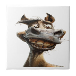 Funny donkey art design tile