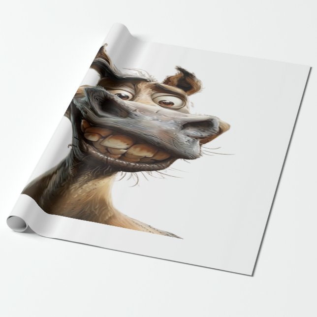 Funny donkey art design wrapping paper (Unrolled)
