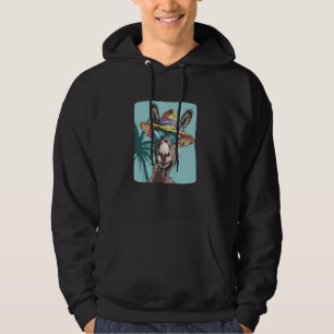Funny Donkey Face with Sunglasses and Beach Hat Hoodie