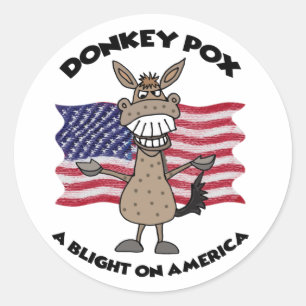 Funny Donkey Pox Anti Joe Biden Cartoon Classic Round Sticker