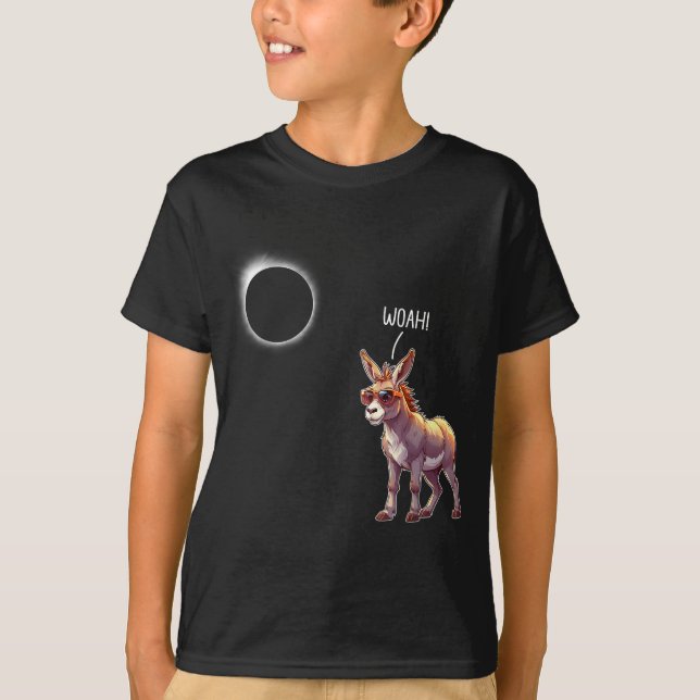 Funny Donkey Solar Eclipse Farmer Dad T-Shirt (Front)