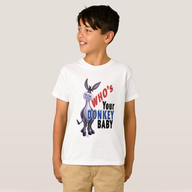 Funny Donkey, Who is Your Donkey Baby T-Shirt (Front Full)