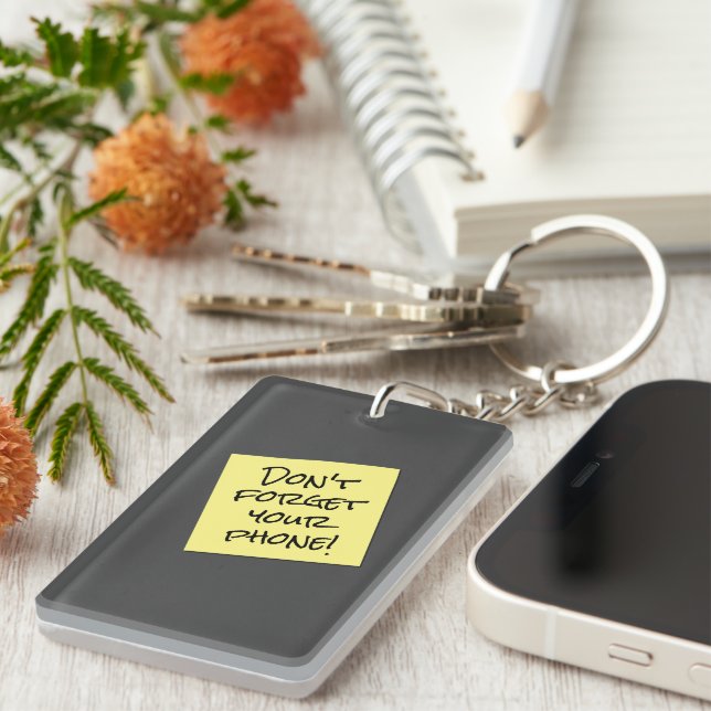Funny Don't Forget Sticky Note Reminder Key Ring (Front Right)
