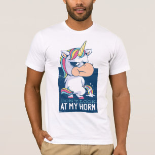 FUNNY Dont Look At My Horn Mens Unicorn T-Shirt