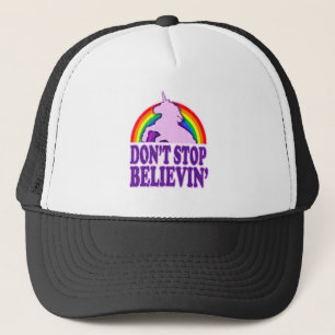 Funny Don't Stop Believin' Unicorn Trucker Hat