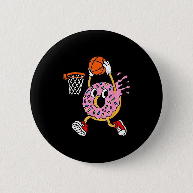 Funny Donut Dunking Basketball Doughnut Food Champ 6 Cm Round Badge (Front)