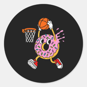 Funny Donut Dunking Basketball Doughnut Food Champ Classic Round Sticker