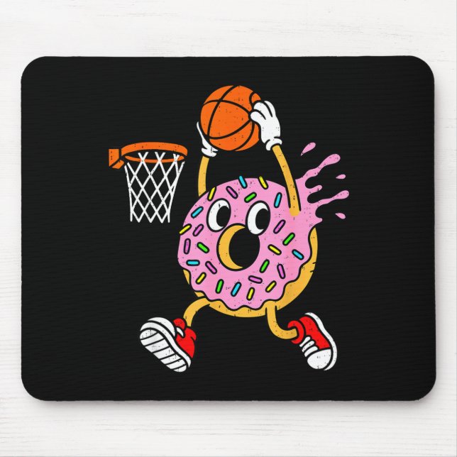 Funny Donut Dunking Basketball Doughnut Food Champ Mouse Mat (Front)