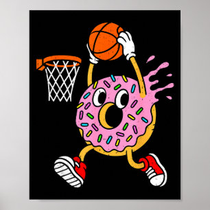 Funny Donut Dunking Basketball Doughnut Food Champ Poster