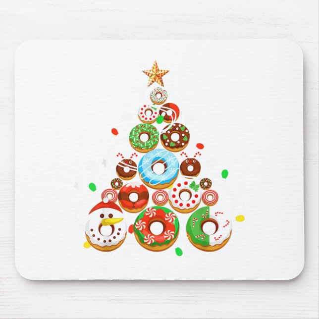 Funny Donuts Christmas Tree Lights Xmas Pjs Boys K Mouse Mat (Front)