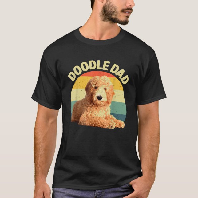 Funny Doodle Dad Art For Men Papa Daddy Goldendood T-Shirt (Front)