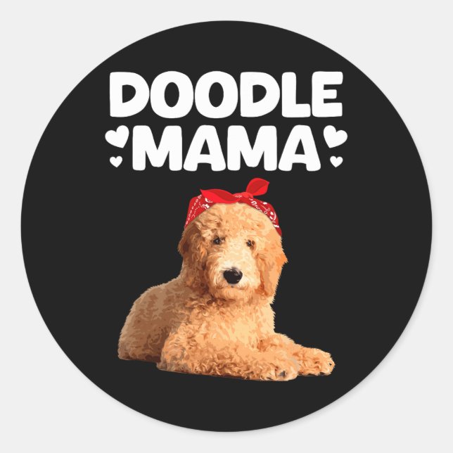 Funny Doodle Mama Design For Mum Women Goldendoodl Classic Round Sticker (Front)