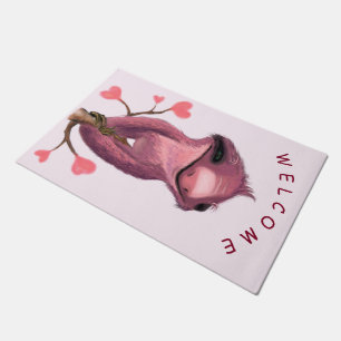 Funny Doormat with Playful Sloth Welcome