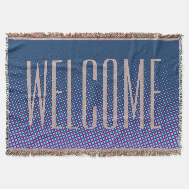 Funny Dots Pattern blue pink + your text Throw Blanket (Front)