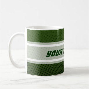 Funny Dots Pattern dark green + your text Coffee Mug