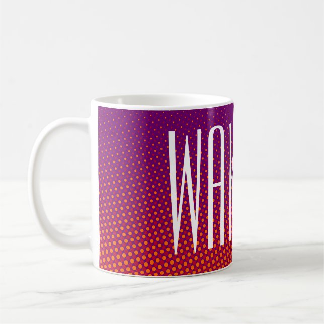 Funny Dots Pattern violet orange + your text Coffee Mug (Left)