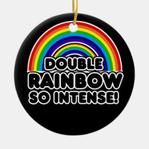 Funny Double Rainbow OMG Ceramic Tree Decoration