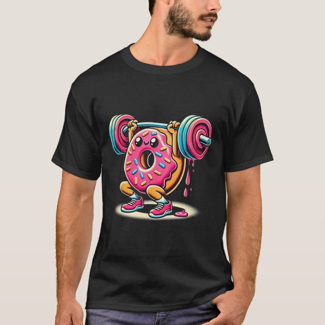 Funny Doughnut Bodybuilding Weightlifting Food Gym T-Shirt (Front)